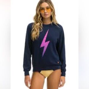 Aviator Nation BOLT Fade Sweatshirt Pink Navy XL